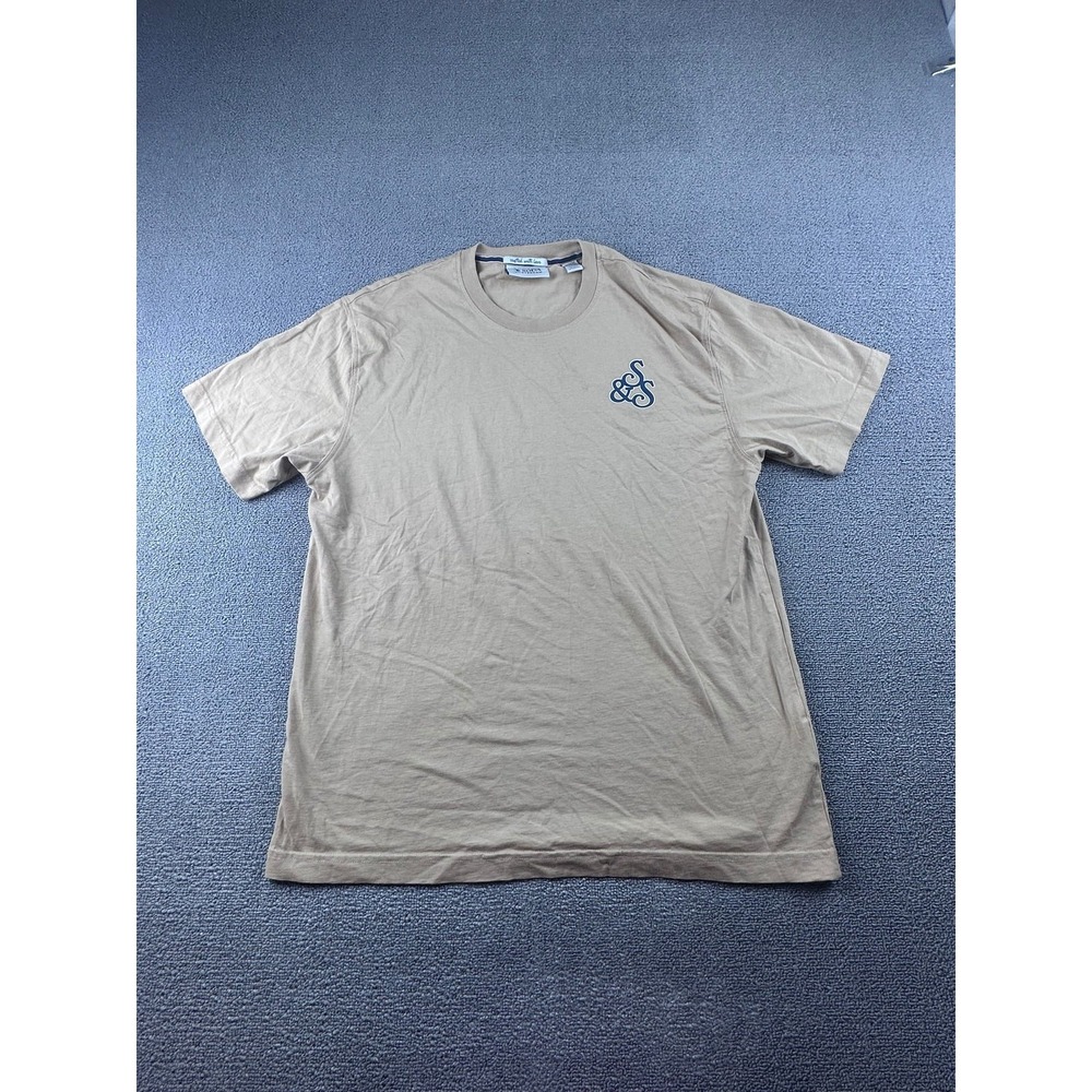 Scotch Soda T-Shirt Men M Tan Palm Leaf Graphic Embroidered Beach Tropical